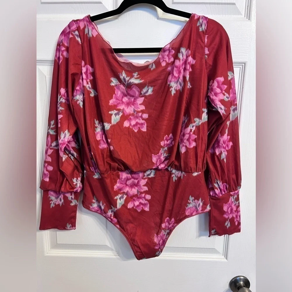 NWOT Free People, Undercover Printed Bodysuit, Large